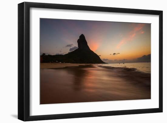 A Long Exposure of Morro Do Pico on Fernando De Noronha at Sunset-Alex Saberi-Framed Photographic Print