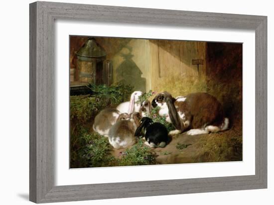 A Lop-Eared Doe Rabbit with Her Young-John Frederick Herring I-Framed Giclee Print