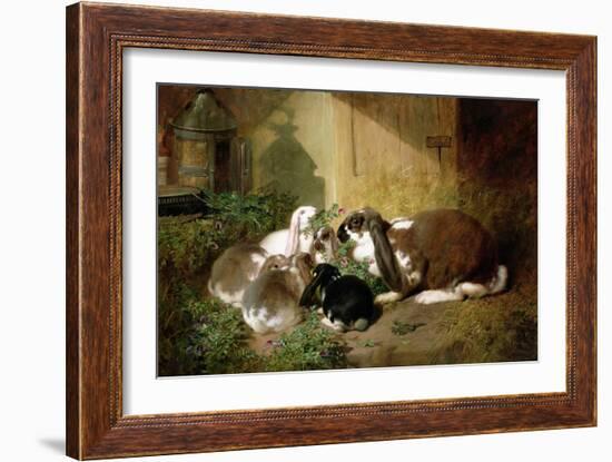 A Lop-Eared Doe Rabbit with Her Young-John Frederick Herring I-Framed Giclee Print