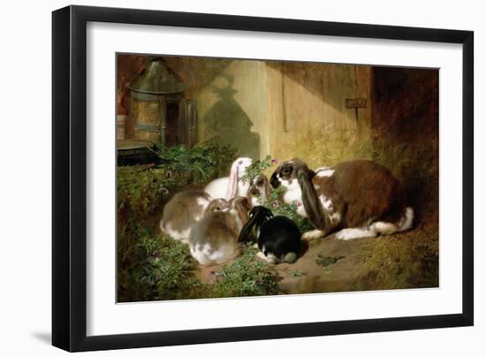 A Lop-Eared Doe Rabbit with Her Young-John Frederick Herring I-Framed Giclee Print