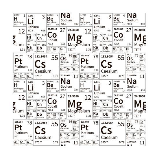 A Lot Of Chemical Elements From Periodic Table Black And White Seamless Pattern Art Print By Evgenii Bobrov Art Com