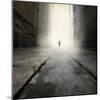 A Low Level View of a Boy Running Along the Street-Luis Beltran-Mounted Photographic Print