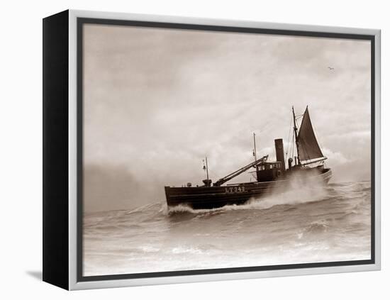 A Lowestoft Herring Boat Ploughing Through a Moderate Swell in the North Sea, 1935-null-Framed Premier Image Canvas