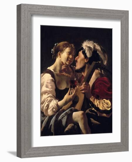 A Luteplayer Carousing with a Young Woman-Hendrick Terbrugghen-Framed Giclee Print