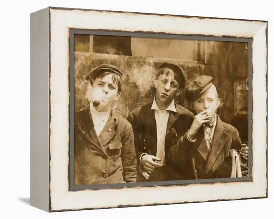 A.M. Monday, Newsies at Skeeter's Branch They Were All Smoking, St. Louis, Missouri, May 9, 1910-null-Framed Stretched Canvas