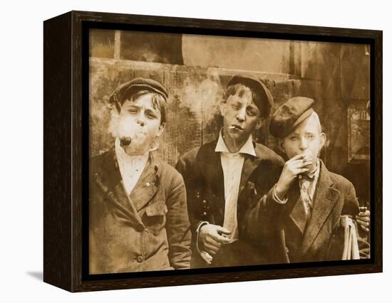 A.M. Monday, Newsies at Skeeter's Branch They Were All Smoking, St. Louis, Missouri, May 9, 1910-null-Framed Stretched Canvas