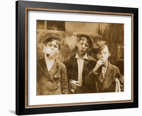 A.M. Monday, Newsies at Skeeter's Branch They Were All Smoking, St. Louis, Missouri, May 9, 1910-null-Framed Art Print