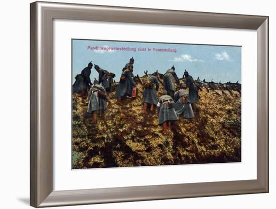 "A Machine Gun Company Moved into Position", 1915-null-Framed Giclee Print