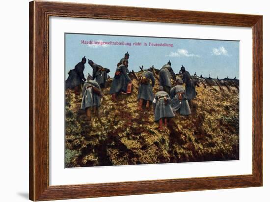 "A Machine Gun Company Moved into Position", 1915-null-Framed Giclee Print