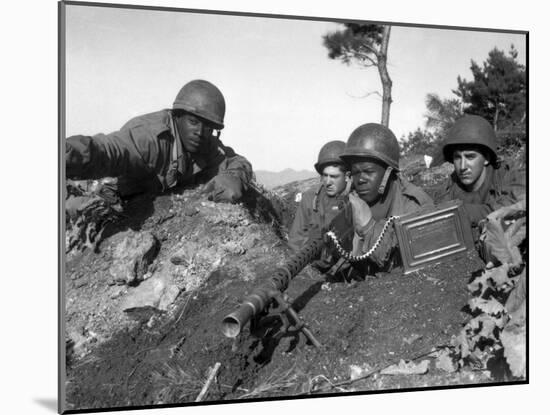 A Machine Gun Crew in Firing Position During the Korean War-Stocktrek Images-Mounted Photographic Print