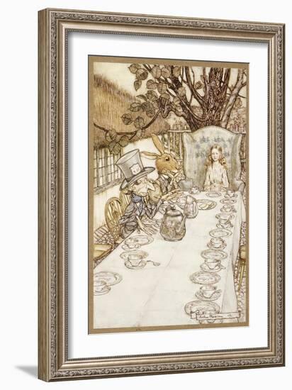 A Mad Tea Party, from Alice's Adventures in Wonderland, by Lewis Carroll, Pub. 1907 (Colour Litho)-Arthur Rackham-Framed Giclee Print