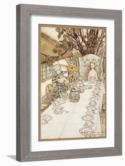A Mad Tea Party, from Alice's Adventures in Wonderland, by Lewis Carroll, Pub. 1907 (Colour Litho)-Arthur Rackham-Framed Giclee Print