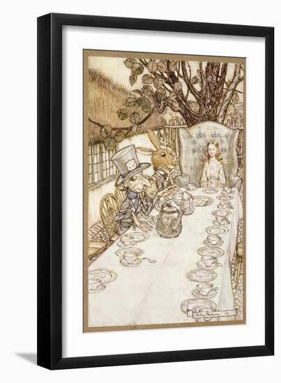 A Mad Tea Party, from Alice's Adventures in Wonderland, by Lewis Carroll, Pub. 1907 (Colour Litho)-Arthur Rackham-Framed Giclee Print