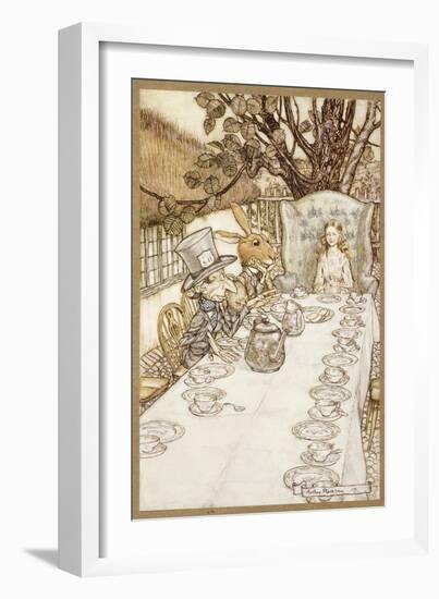 A Mad Tea Party, from Alice's Adventures in Wonderland, by Lewis Carroll, Pub. 1907 (Colour Litho)-Arthur Rackham-Framed Giclee Print