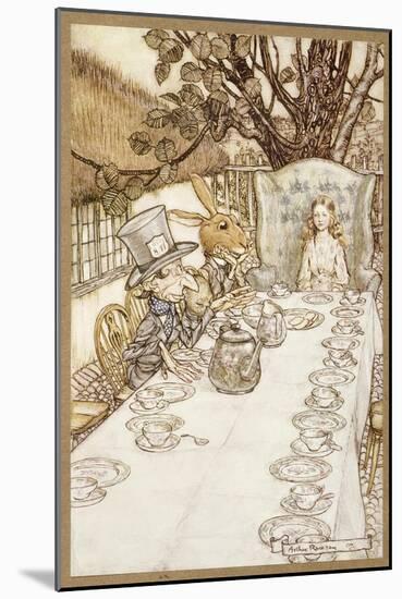 A Mad Tea Party, from Alice's Adventures in Wonderland, by Lewis Carroll, Pub. 1907 (Colour Litho)-Arthur Rackham-Mounted Giclee Print