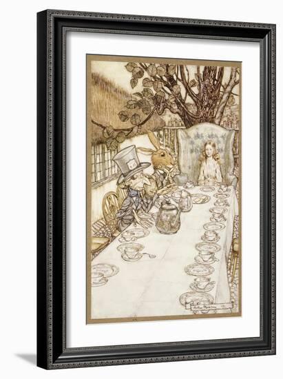 A Mad Tea Party, from Alice's Adventures in Wonderland, by Lewis Carroll, Pub. 1907 (Colour Litho)-Arthur Rackham-Framed Giclee Print