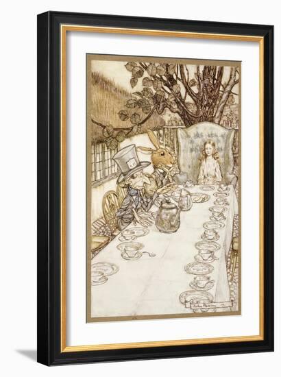 A Mad Tea Party, from Alice's Adventures in Wonderland, by Lewis Carroll, Pub. 1907 (Colour Litho)-Arthur Rackham-Framed Giclee Print