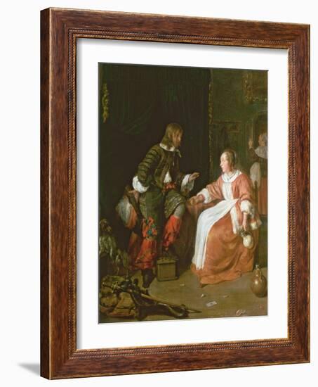 A Maid and an Officer, C. 1660-70-Gabriel Metsu-Framed Giclee Print