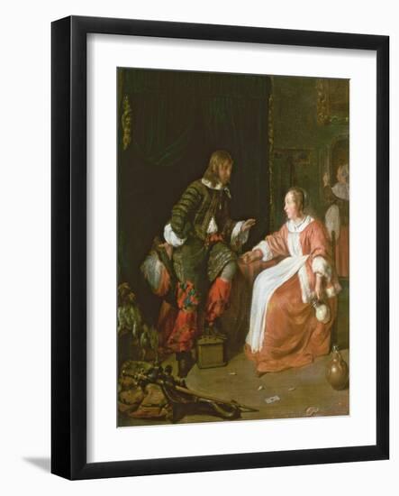 A Maid and an Officer, C. 1660-70-Gabriel Metsu-Framed Giclee Print