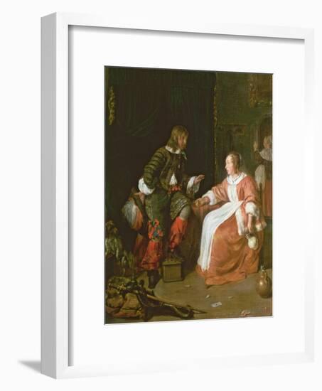 A Maid and an Officer, C. 1660-70-Gabriel Metsu-Framed Giclee Print