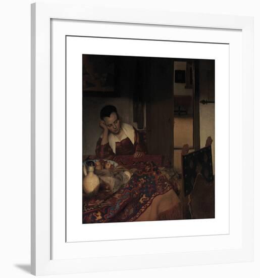 A Maid Asleep, c.1656-57-Jan Vermeer-Framed Premium Giclee Print