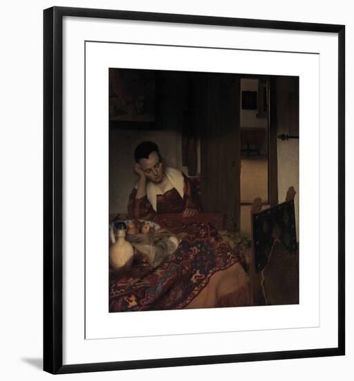 A Maid Asleep, c.1656-57-Jan Vermeer-Framed Premium Giclee Print