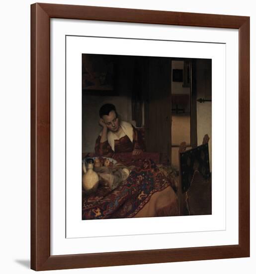 A Maid Asleep, c.1656-57-Jan Vermeer-Framed Premium Giclee Print