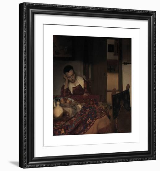 A Maid Asleep, c.1656-57-Jan Vermeer-Framed Premium Giclee Print