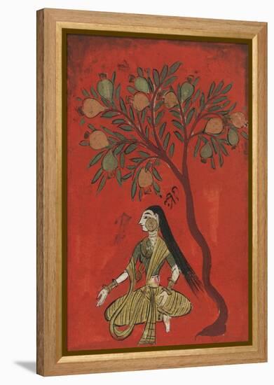 A Maiden Seated Beneath a Pomergranate Tree-null-Framed Premier Image Canvas