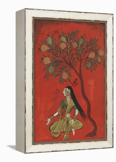 A Maiden Seated Beneath a Pomergranate Tree-null-Framed Premier Image Canvas
