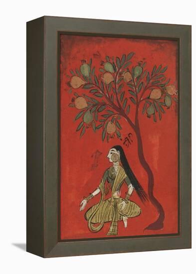 A Maiden Seated Beneath a Pomergranate Tree-null-Framed Premier Image Canvas