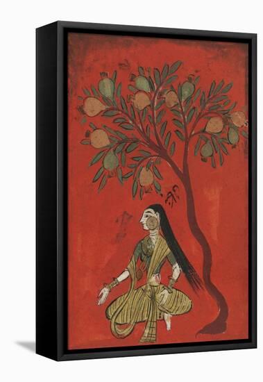 A Maiden Seated Beneath a Pomergranate Tree-null-Framed Premier Image Canvas