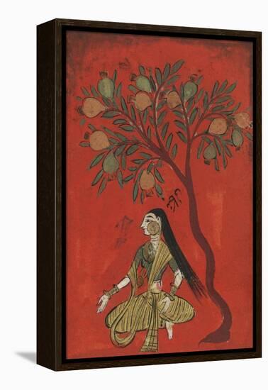 A Maiden Seated Beneath a Pomergranate Tree-null-Framed Premier Image Canvas