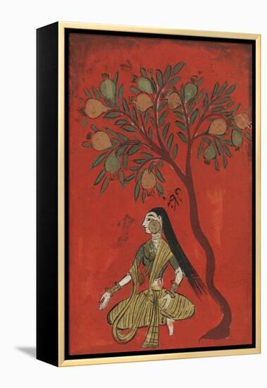 A Maiden Seated Beneath a Pomergranate Tree-null-Framed Premier Image Canvas