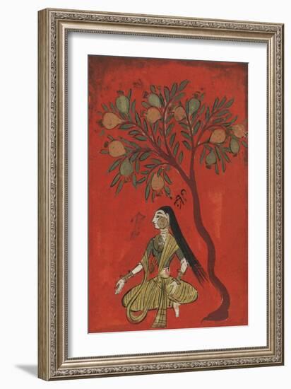 A Maiden Seated Beneath a Pomergranate Tree-null-Framed Giclee Print