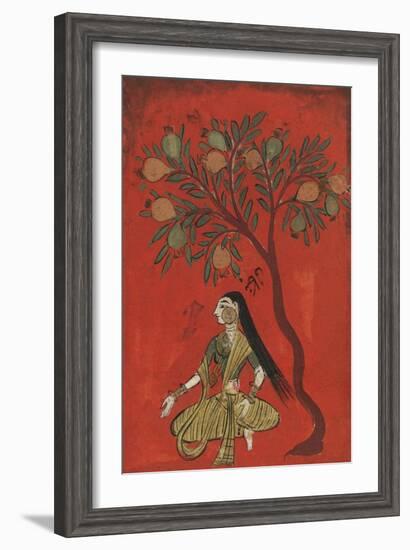 A Maiden Seated Beneath a Pomergranate Tree-null-Framed Giclee Print