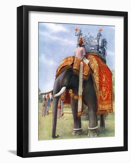 A Majestic Elephant at Bengal's Chief Festive Gathering, India, 1922-L Reverend Barber-Framed Premium Giclee Print