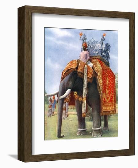 A Majestic Elephant at Bengal's Chief Festive Gathering, India, 1922-L Reverend Barber-Framed Giclee Print