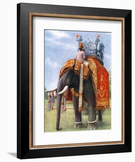 A Majestic Elephant at Bengal's Chief Festive Gathering, India, 1922-L Reverend Barber-Framed Giclee Print