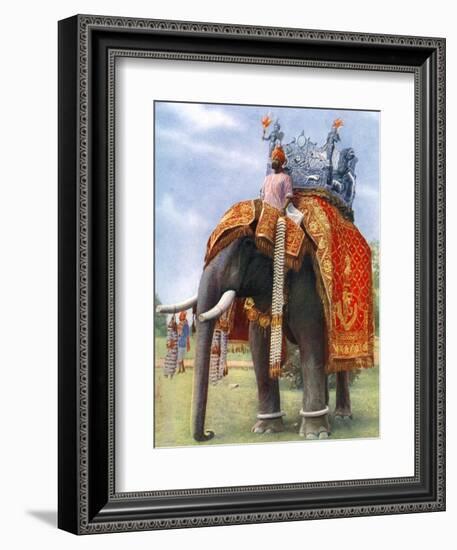 A Majestic Elephant at Bengal's Chief Festive Gathering, India, 1922-L Reverend Barber-Framed Giclee Print