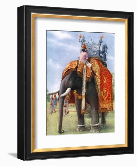 A Majestic Elephant at Bengal's Chief Festive Gathering, India, 1922-L Reverend Barber-Framed Giclee Print