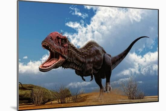A Majungasaurus Breaks into a Run Upon Seeing Prey-null-Mounted Art Print