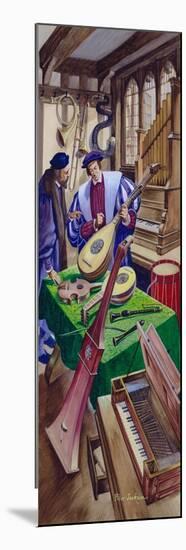A Maker of Musical Instruments in His Shop in Tudor times (Gouache on Paper)-Peter Jackson-Mounted Giclee Print