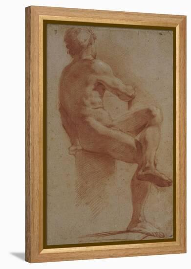 A Male Nude Seated with His Back Turned-Annibale Carracci-Framed Premier Image Canvas