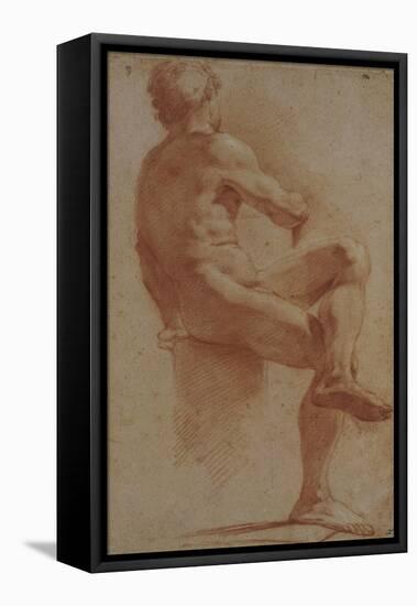 A Male Nude Seated with His Back Turned-Annibale Carracci-Framed Premier Image Canvas