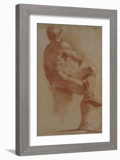 A Male Nude Seated with His Back Turned-Annibale Carracci-Framed Giclee Print