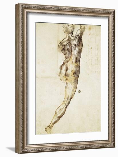 A Male Nude Seen from Behind, Study for the Battle of Cascina-null-Framed Giclee Print