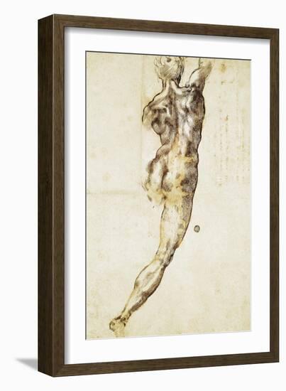 A Male Nude Seen from Behind, Study for the Battle of Cascina-null-Framed Giclee Print