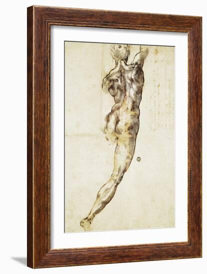 A Male Nude Seen from Behind, Study for the Battle of Cascina-null-Framed Giclee Print