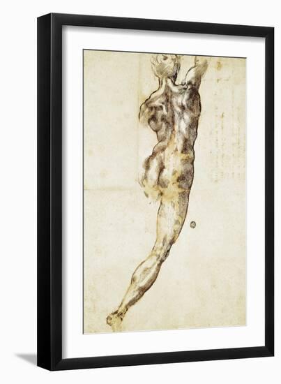 A Male Nude Seen from Behind, Study for the Battle of Cascina-null-Framed Giclee Print